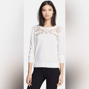 The Kooples Lace Yoke Merino Sweater